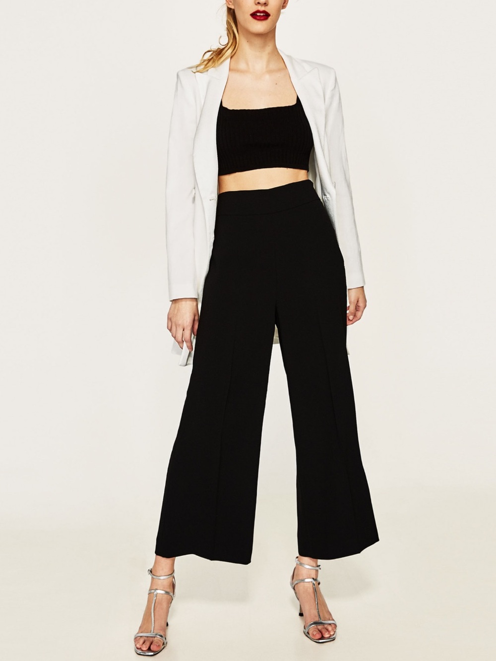 Zara High-Waist Wide-Leg Culottes